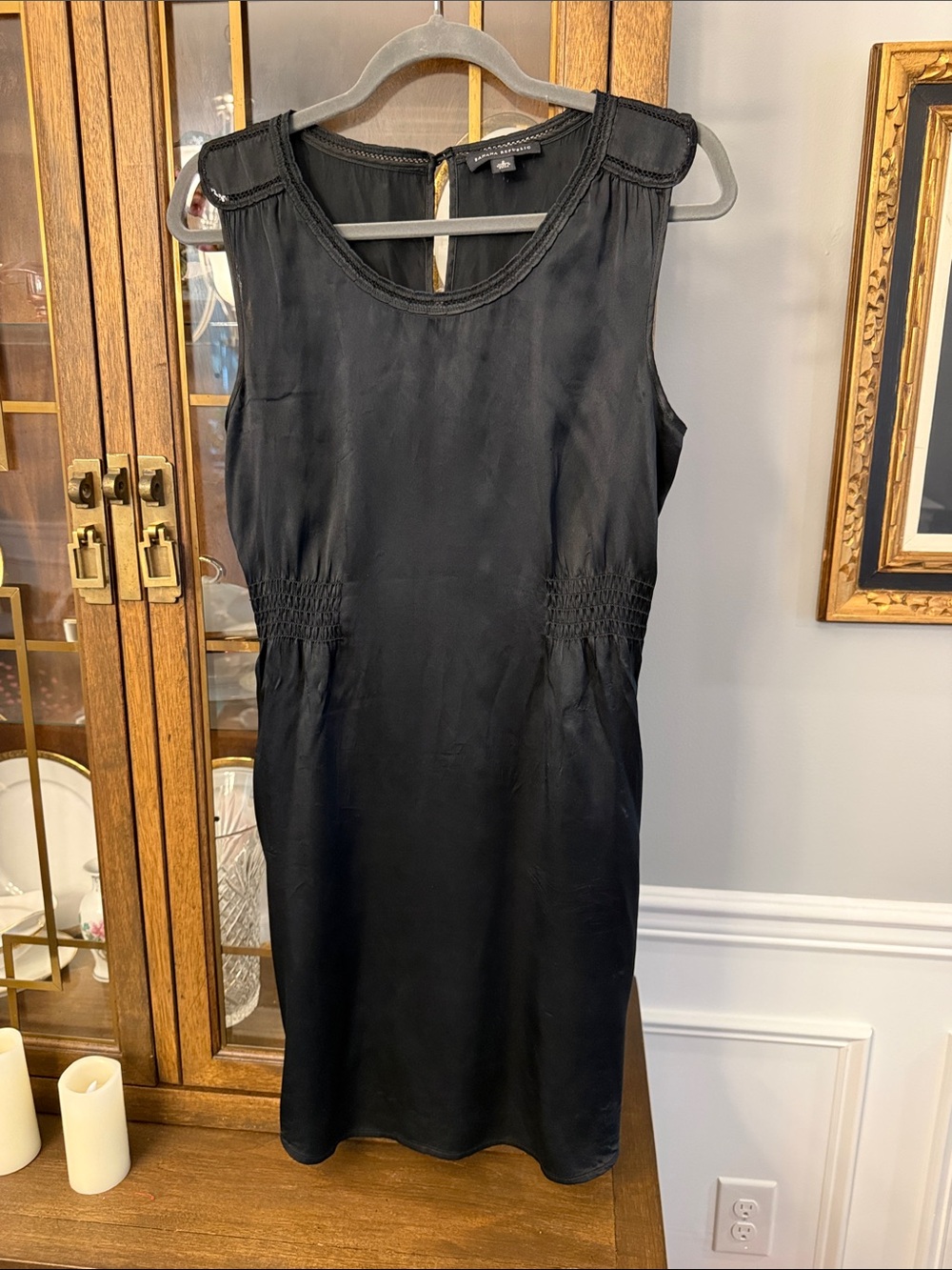 Banana Republic Black Silk Mini Sheath Dress
